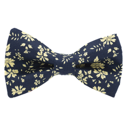 Noeud papillon Liberty "Capel" bleu nuit à fleurs beiges
