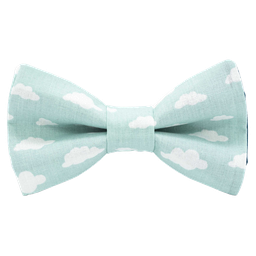 Noeud papillon "Cloudy" motifs nuages blanc sur fond vert d'eau