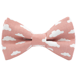 Noeud papillon "Cloudy" motifs nuages blanc sur fond vieux rose