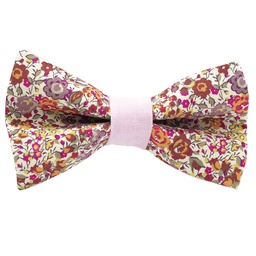 Noeud papillon Liberty "Emma and Georgina" rose poudré bague rose pâle