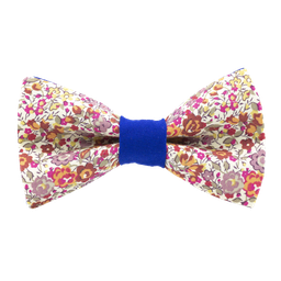 Noeud papillon Liberty "Emma and Georgina" rose poudré bague bleu roi