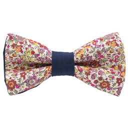 Noeud papillon Liberty "Emma and Georgina" rose poudré bague bleu marine