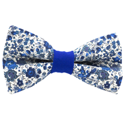Noeud papillon Liberty "Emma and Georgina" bleu et blanc bague bleu roi