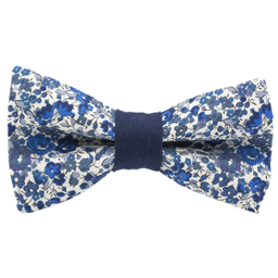 Noeud papillon Liberty "Emma and Georgina" bleu et blanc bague bleu marine