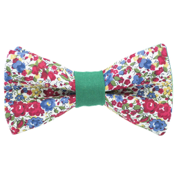 Noeud papillon Liberty "Emma and Georgina" rouge bague verte