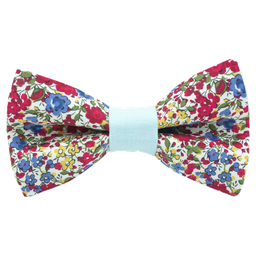 Noeud papillon Liberty "Emma and Georgina" rouge bague vert d'eau