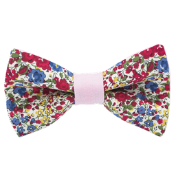 Noeud papillon Liberty "Emma and Georgina" rouge bague rose pâle