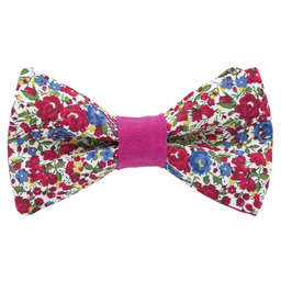 Noeud papillon Liberty "Emma and Georgina" rouge bague rose fuchsia