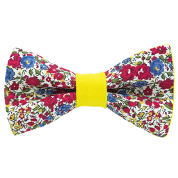 Noeud papillon Liberty "Emma and Georgina" rouge bague jaune