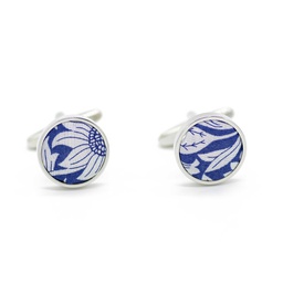 Boutons de manchettes Liberty "Mortimer" bleu et blanc