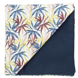 Pochette "Tropical" motifs tropicaux bordeaux, bleu, jaune et rose