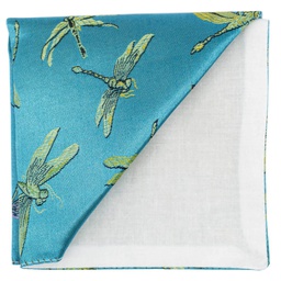 Pochette "Dragonfly" libellules dorées sur fond turquoise