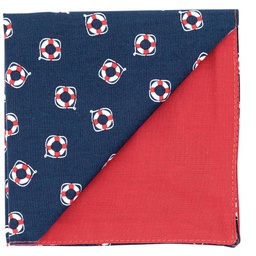 Pochette "Matelot" bouées rouges et blanches sur fond bleu marine