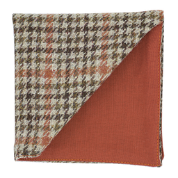 Pochette en tweed "Saint Andrews pied-de-poule beige et orange