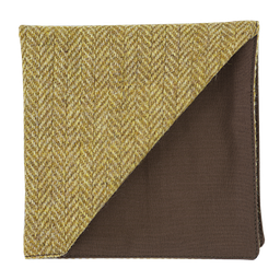 Pochette en tweed "Dundee" chevron jaune et moutarde
