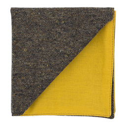 Pochette en tweed "Edimbourg" caviar Oxford brun et orange