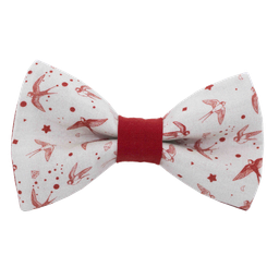 Noeud papillon "Spring Is Coming" hirondelles rouges sur fond beige