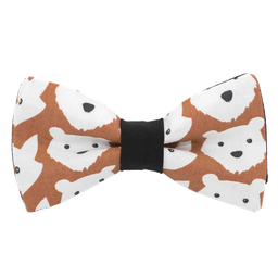 Noeud papillon "Teddy" ours blancs sur fond brun