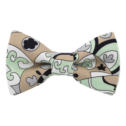 Noeud papillon "Le Baroque" motifs vert pistache et beiges