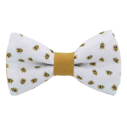 Noeud papillon "Maya" abeilles jaunes et noires sur fond blanc
