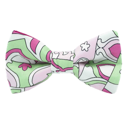 Noeud papillon "Le Baroque" motifs baroque rose et vert