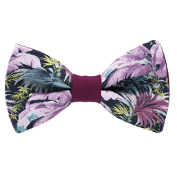 Noeud papillon "Jungle Night" motifs végétaux roses