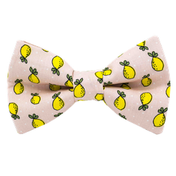 Noeud papillon "Lemon Mania" citrons jaunes sur fond rose pâle
