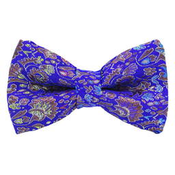 Noeud papillon "Lotus" plantes dorées sur fond bleu indigo