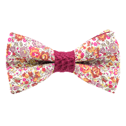 Noeud papillon Liberty "Emma and Georgina" rose poudré bague rose framboise