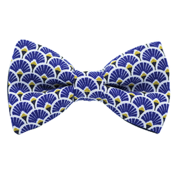 Noeud papillon japonais "Éventails" bleu indigo