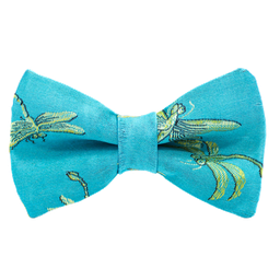 Noeud papillon "Dragonfly" libellules dorées sur fond turquoise