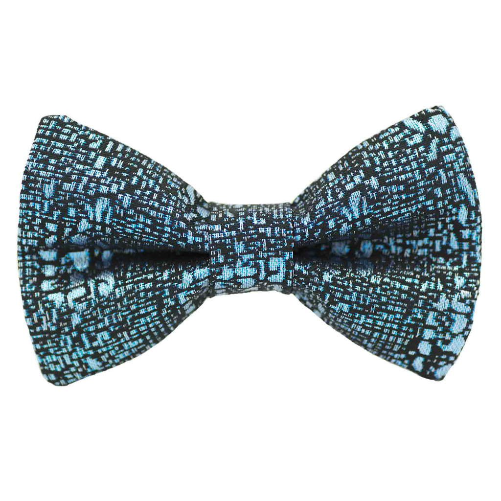 Noeud papillon "Digitalix" motifs brillants bleus sur fond noir