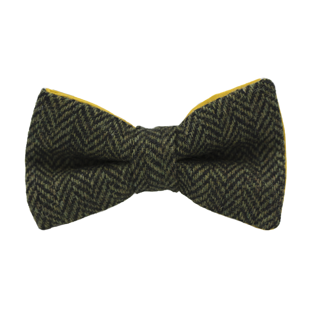 Noeud papillon en tweed "Dundee" chevron vert sapin