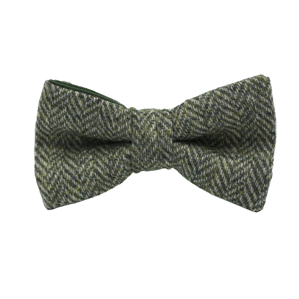 Noeud papillon en tweed "Dundee" chevron vert foncé