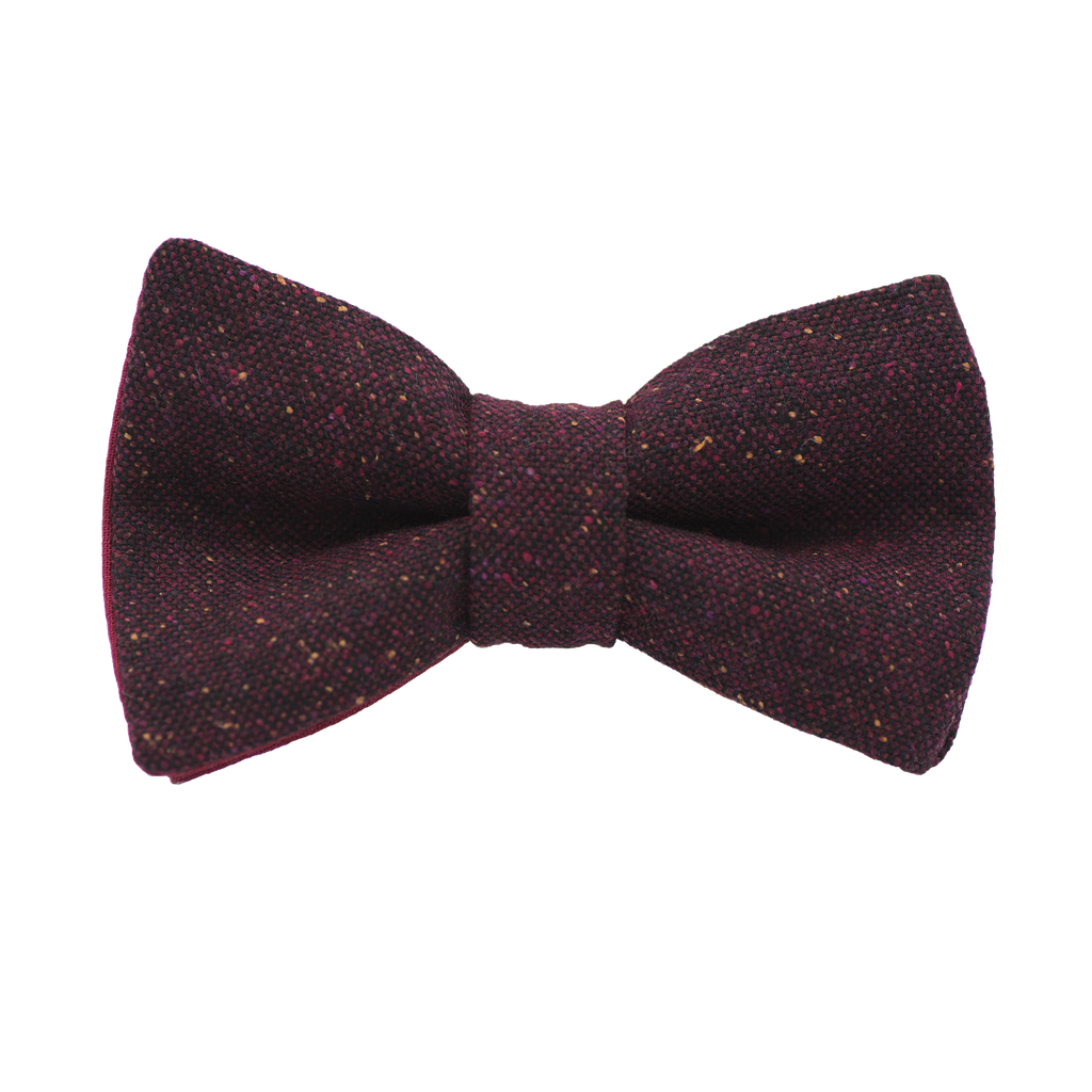 Noeud papillon en tweed "Edimbourg" caviar Oxford bordeaux