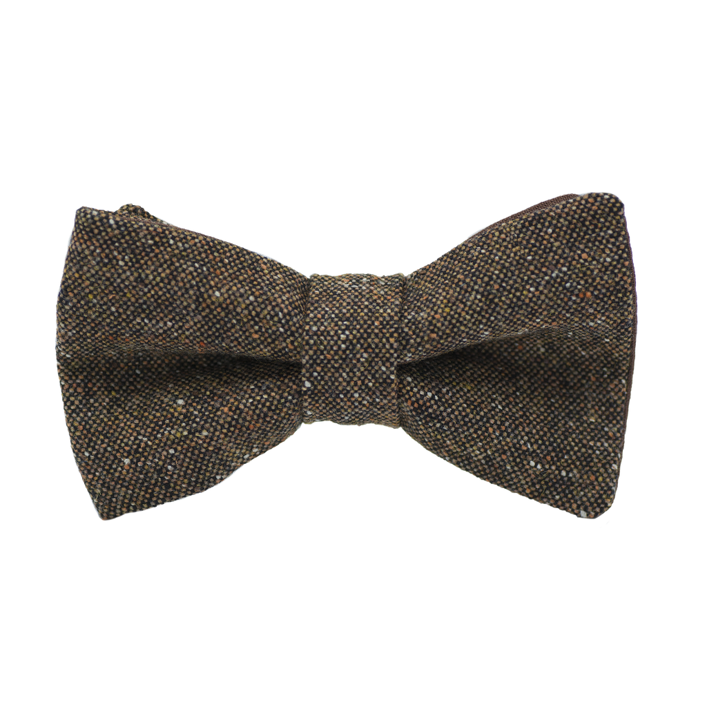Noeud papillon en tweed "Edimbourg" caviar Oxford marron foncé