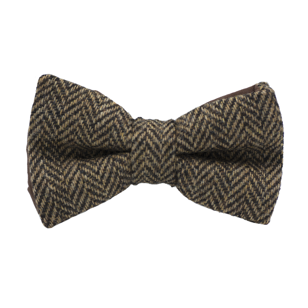 Noeud papillon en tweed "Dundee" chevron marron clair