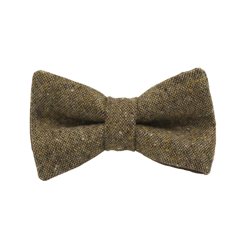 Noeud papillon en tweed "Edimbourg" caviar Oxford marron clair