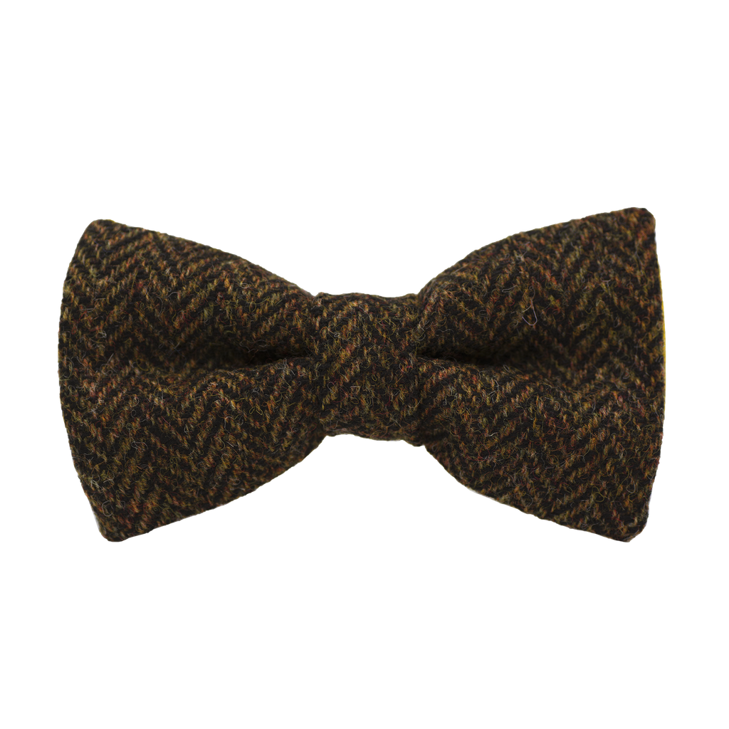 Noeud papillon en tweed "Dundee" chevron marron et orange