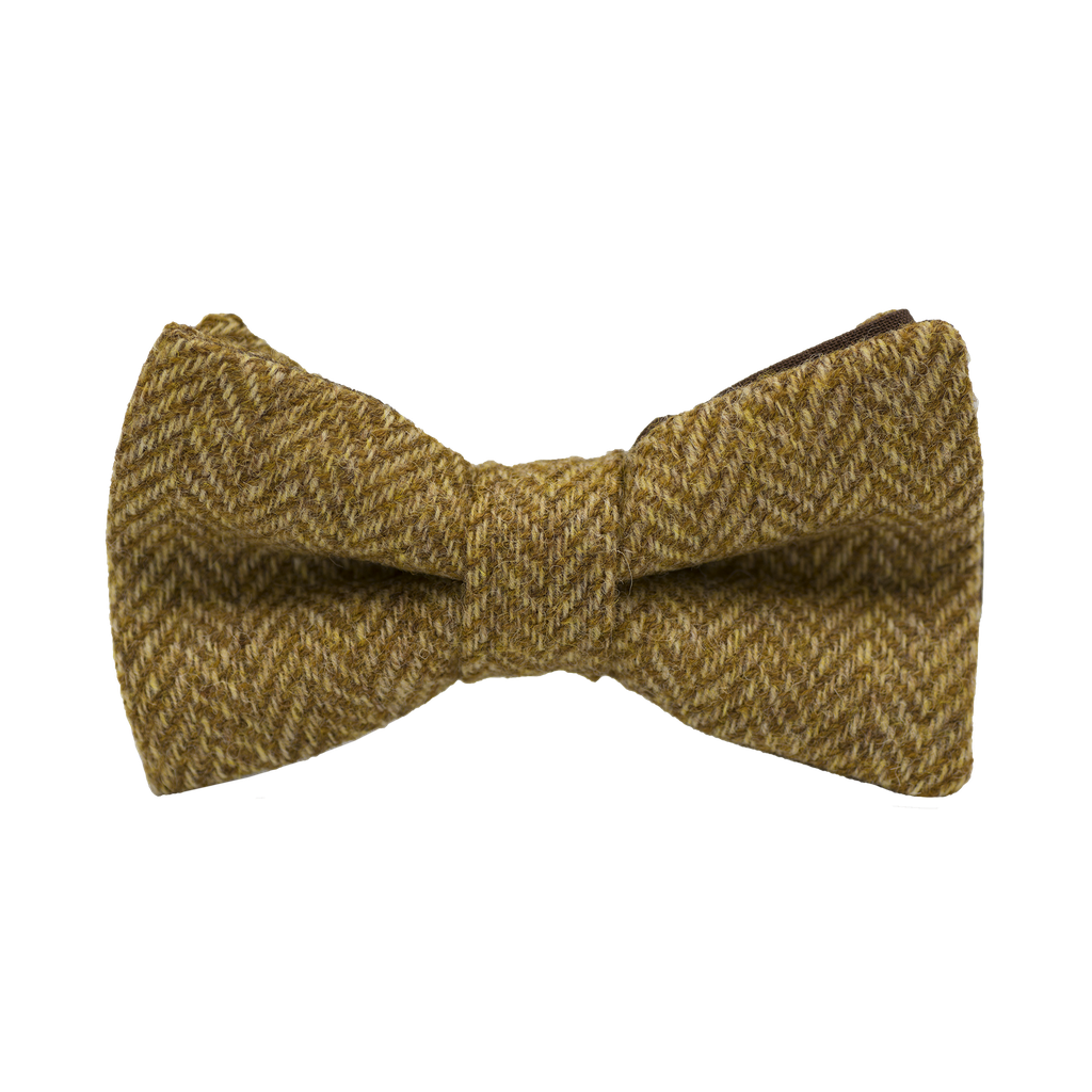 Noeud papillon en tweed "Dundee" chevron jaune moutarde