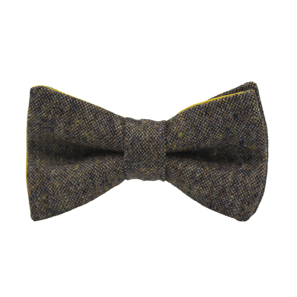 Noeud papillon en tweed "Edimbourg" caviar Oxford brun et orange