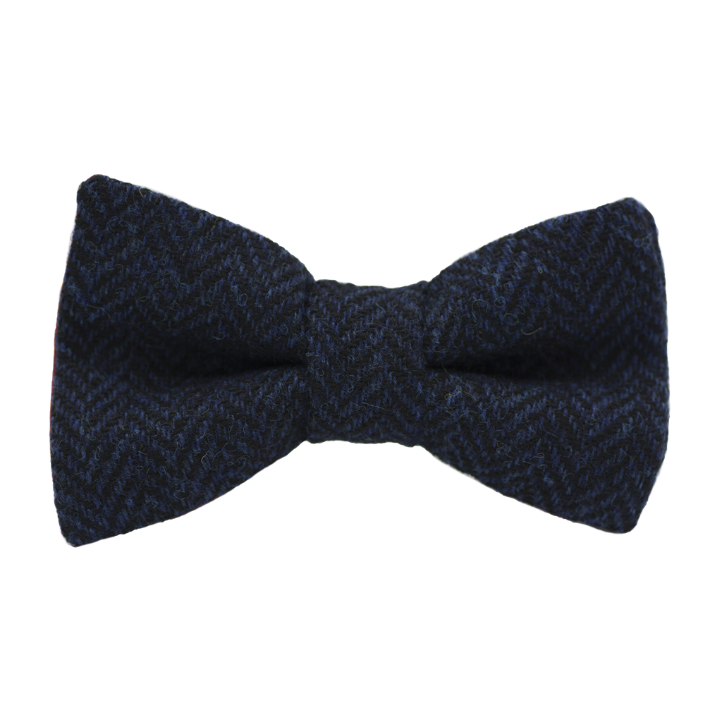 Nœud papillon Tweed "Dundee" - Chevron bleu marine et noir
