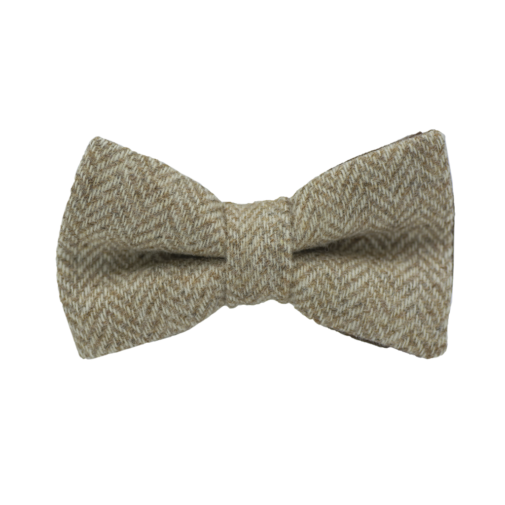 Noeud papillon en tweed "Dundee" chevron beige