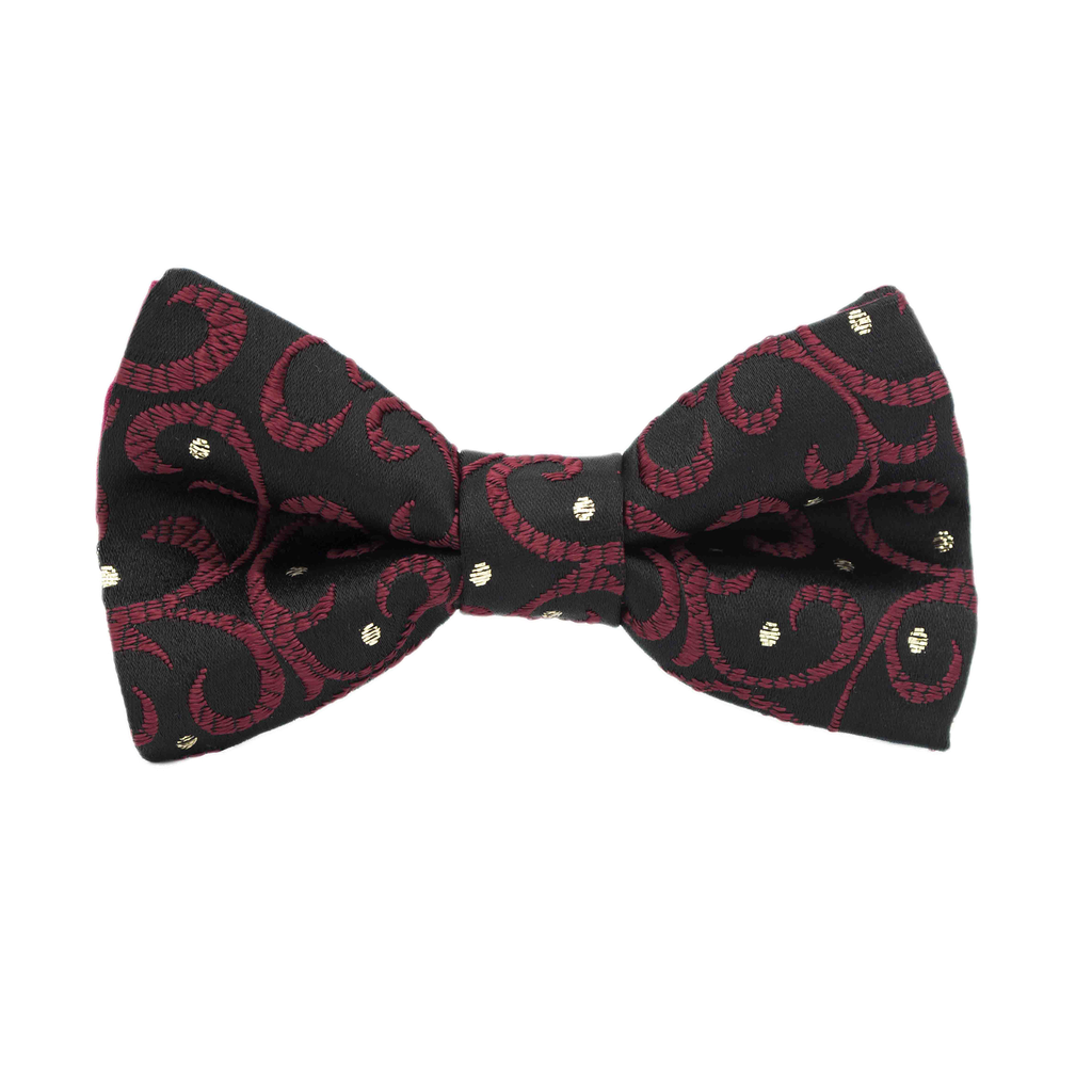 Noeud papillon "Persan" motifs bordeaux sur fond noir