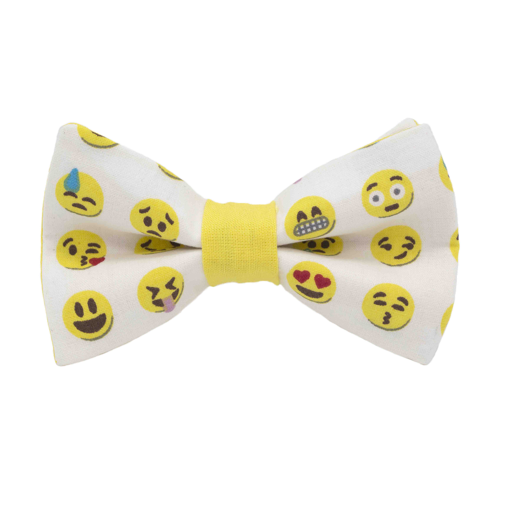 Nœud papillon "Smiley" - Emoticones sur fond blanc