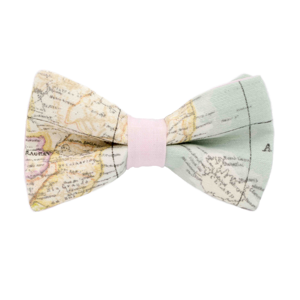 Nœud papillon "Globe-trotter" - Carte du monde sur fond pastel