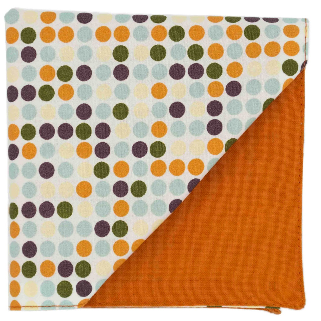 Pochette "Vintage Dots Orange" bulles colorées sur fond blanc