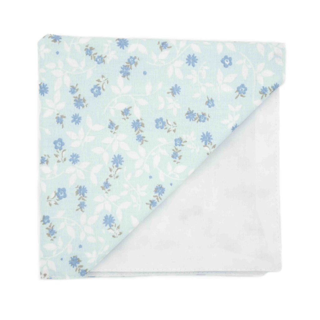 Pochette "Harmonie" fleurs bleues sur fond bleu ciel