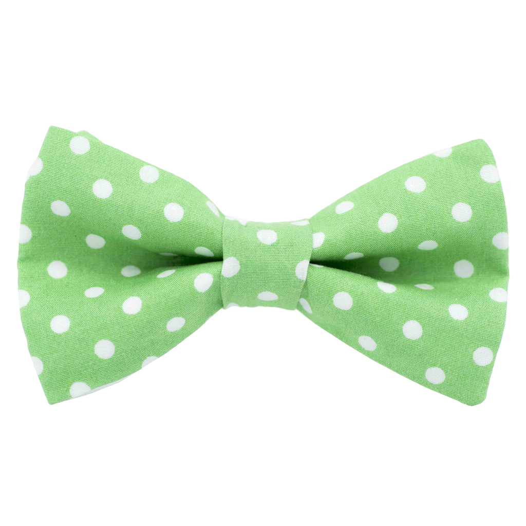 Noeud papillon "Big Dots" points blancs sur fond vert pomme