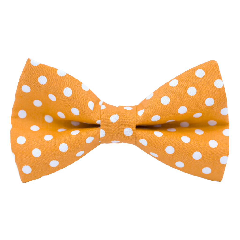 Noeud papillon "Big Dots" points blancs sur fond orange